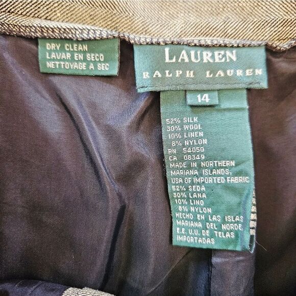 Vintage Lauren Ralph Lauren Silk Wool Linen Pleated Relaxed Fit Trouser Pants 14 - Picture 6 of 11